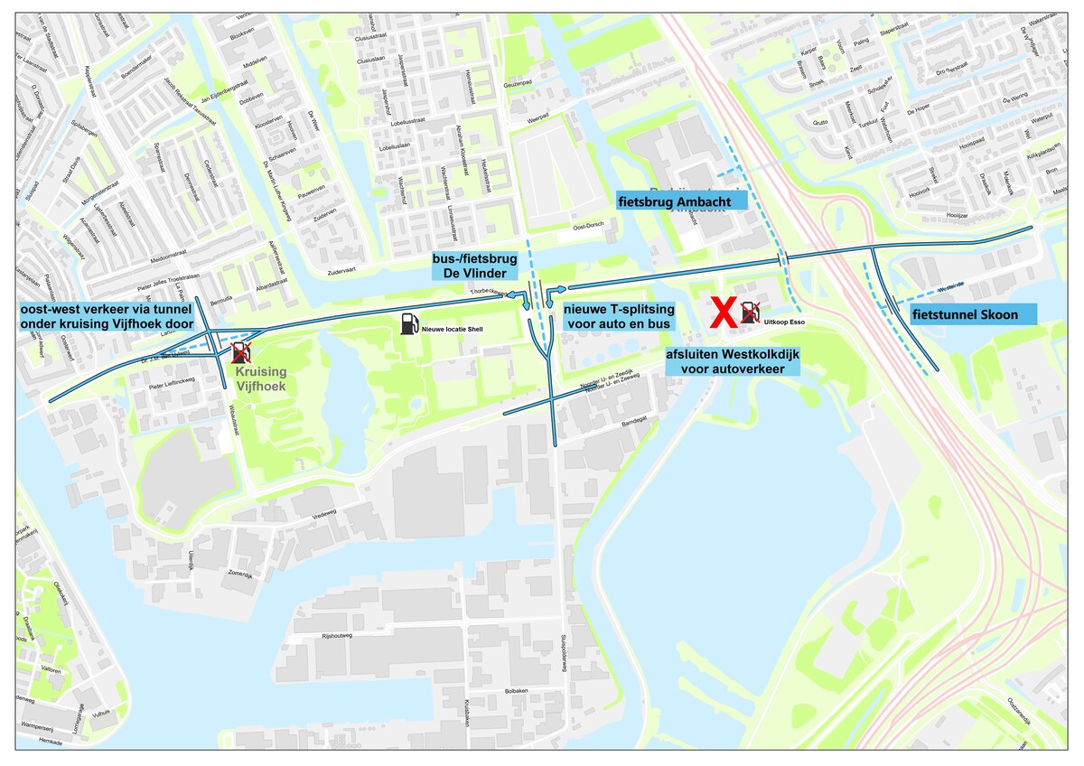 Afbeelding van het voorkeursalternatief aanpak Thorbeckeweg