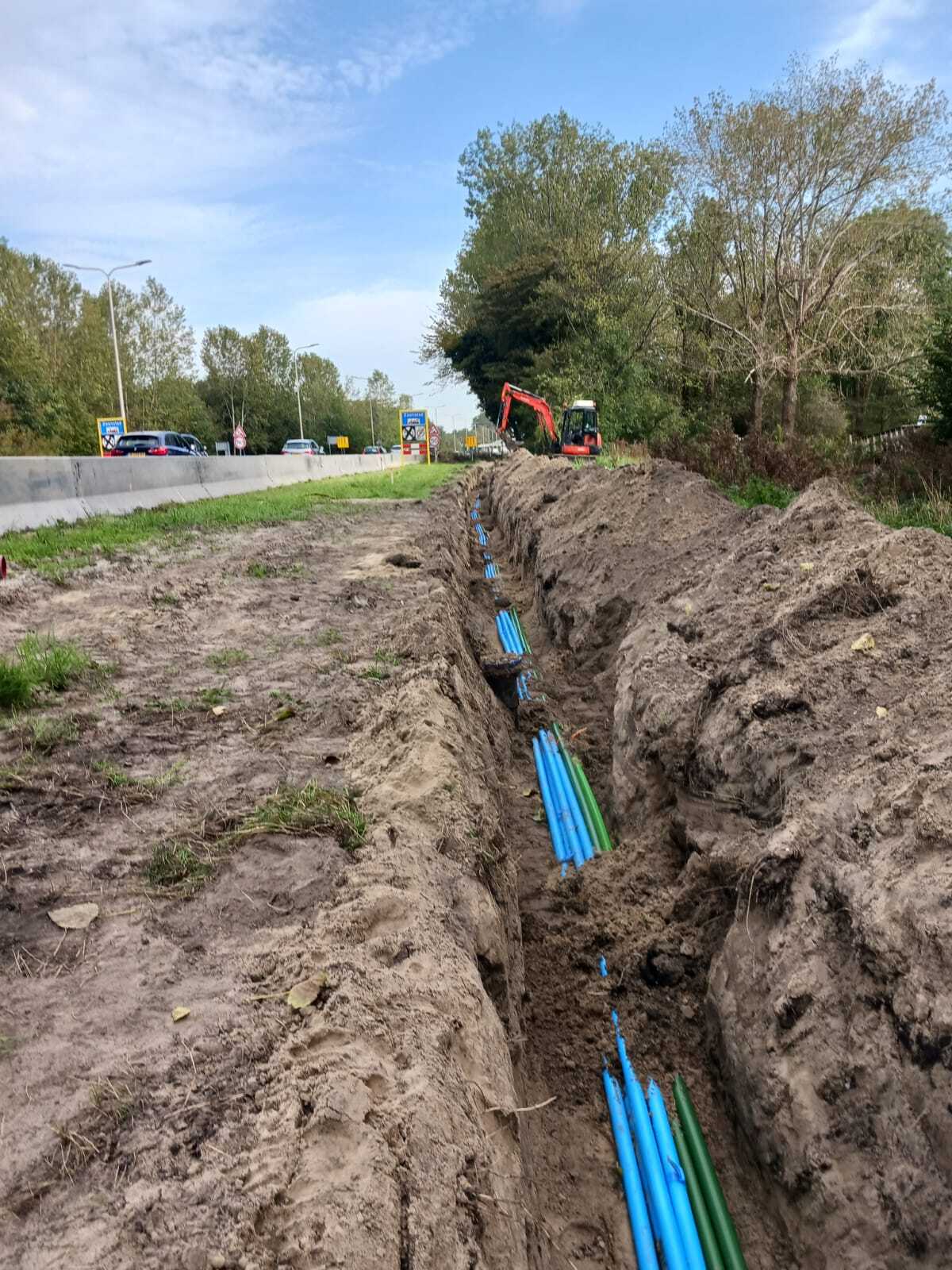 Foto van aanleg kabels en leidingen langs de Thorbeckeweg